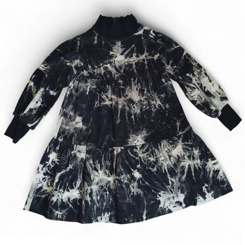 Froo Talia X Ray Print Empire Waist w Flounce Hem Turtleneck Cotton Dress Sz 5